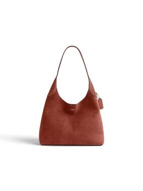 Coach Brooklyn 34 Suede Shoulder Bag Clay Brass | Authentic Luxury Hobo Tote